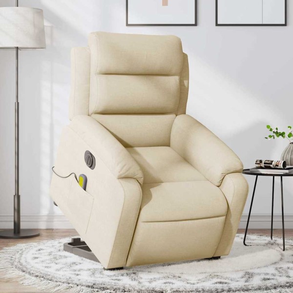 Stand-up electric massage chair, cream, fabric