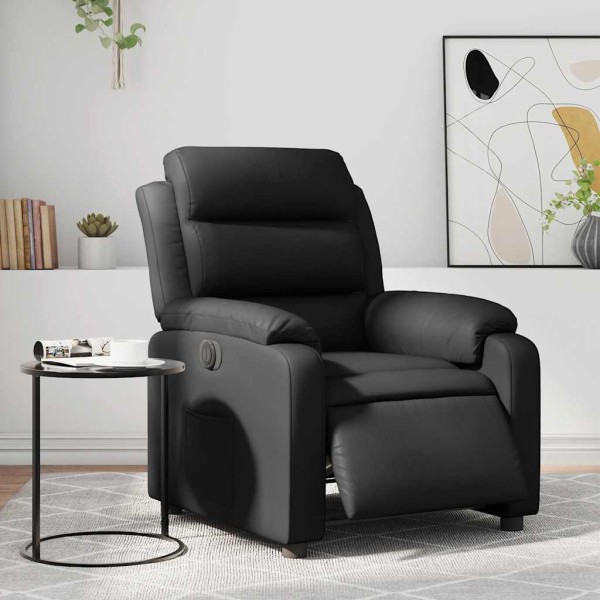 Electric reclining chair, black color, artificial leather