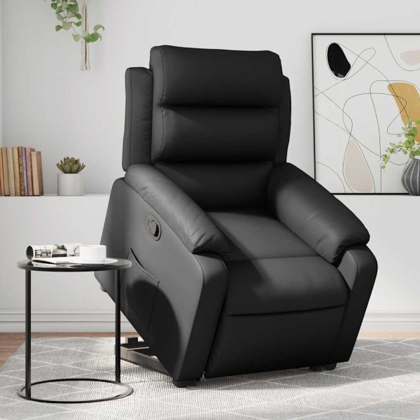 Stand-up reclining chair, black color, artificial leather