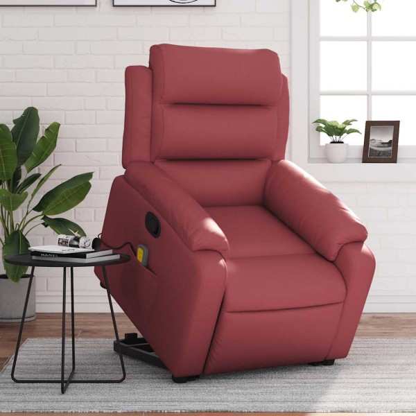 Standing massage chair, red wine, artificial leather