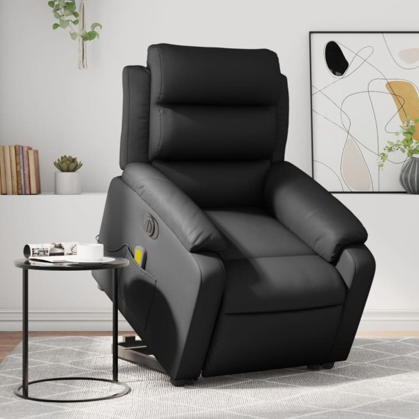 Standing massage chair, black, artificial leather