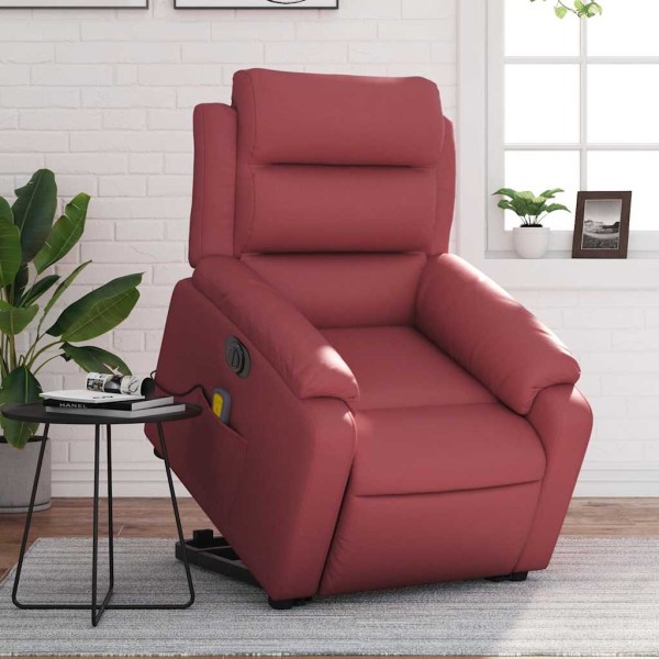 Standing massage chair, red wine, artificial leather