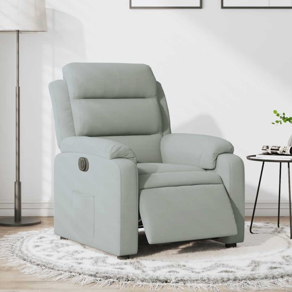 Electric reclining chair, light gray, velvet