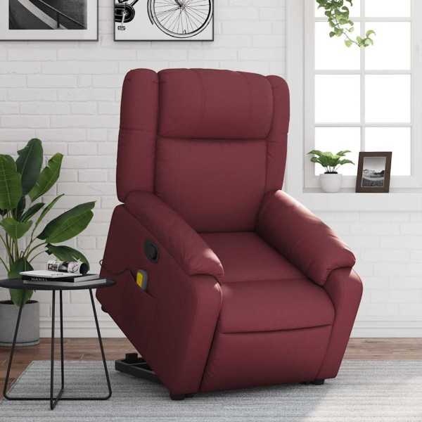 Standing massage chair, red wine, artificial leather