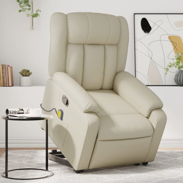 Standing massage chair, cream, artificial leather
