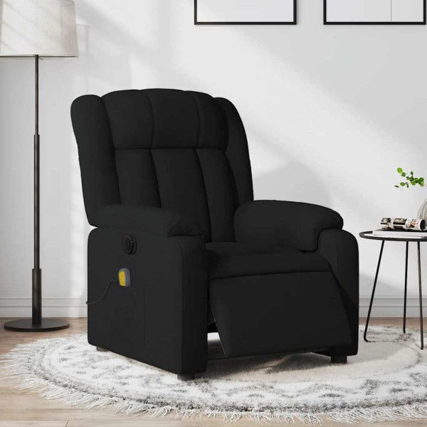 Electric reclining massage chair, black, fabric