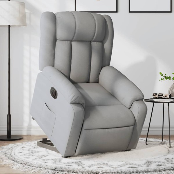 Stand-up reclining chair, light gray, fabric