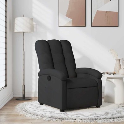 Reclining chair, black, fabric