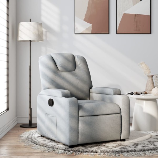 Reclining chair, light gray, fabric