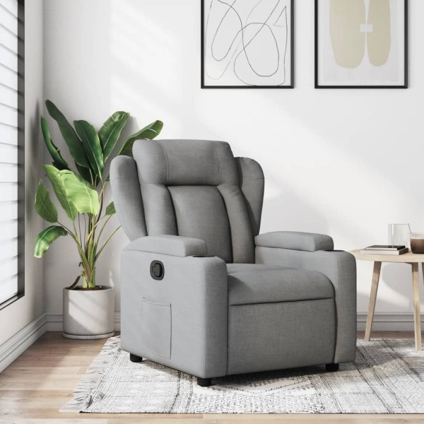 Reclining chair, light gray, fabric