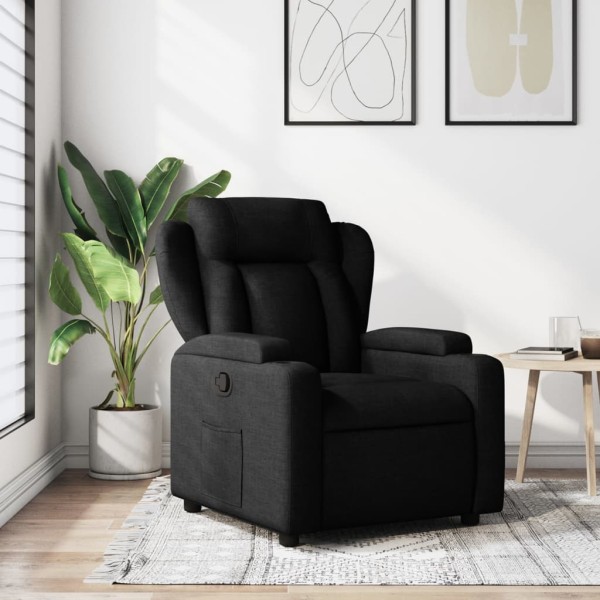 Reclining chair, black, fabric