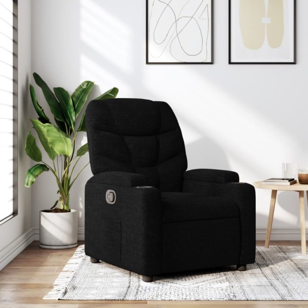 Reclining chair, black, fabric