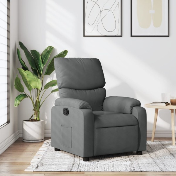 Reclining chair, dark gray, fabric