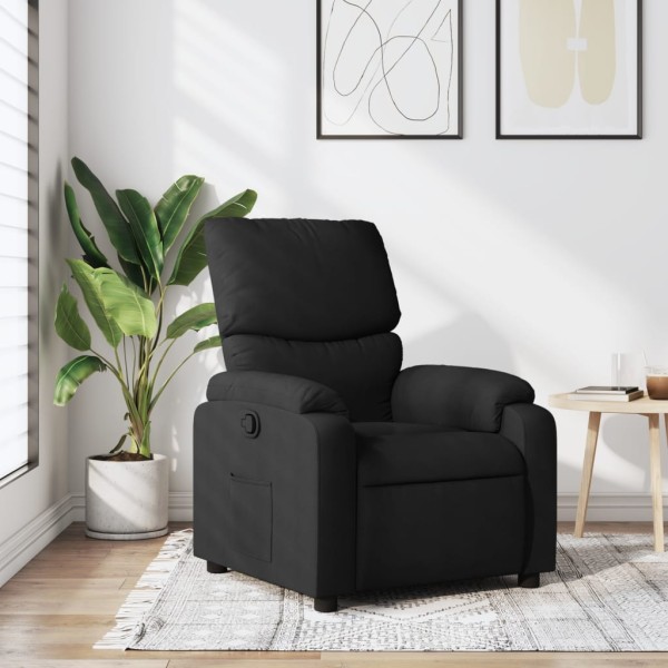 Reclining chair, black, fabric