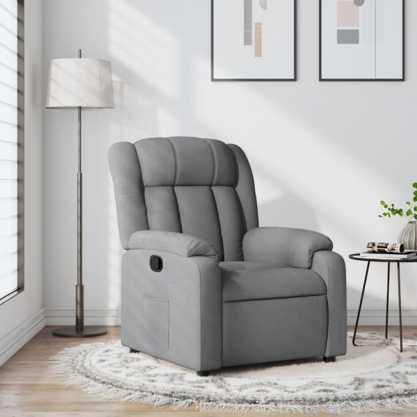 Reclining chair, light gray, fabric
