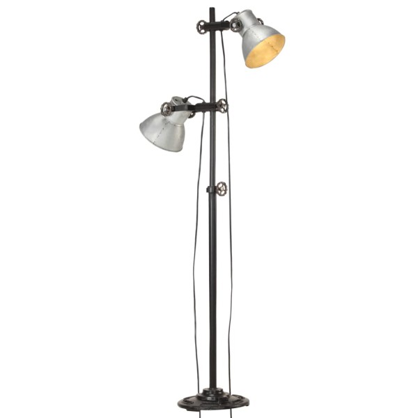 Torsher with 2 luminaire caps, silver, cast iron, E27