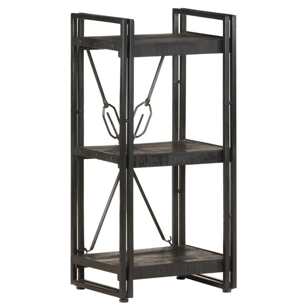 Bookcase, 3 levels, black, 40x30x80cm, solid mango