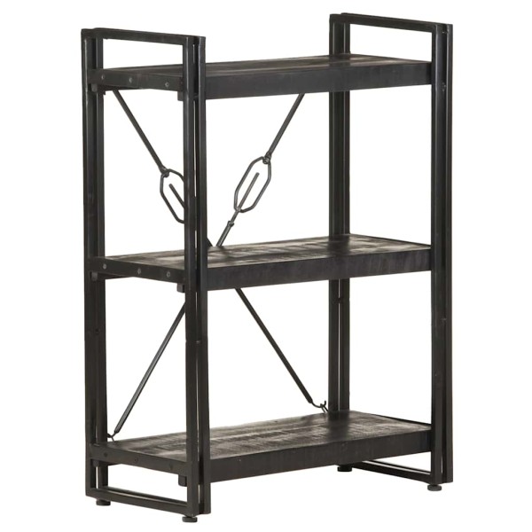 Bookcase, 3 levels, black, 60x30x80cm, solid mango