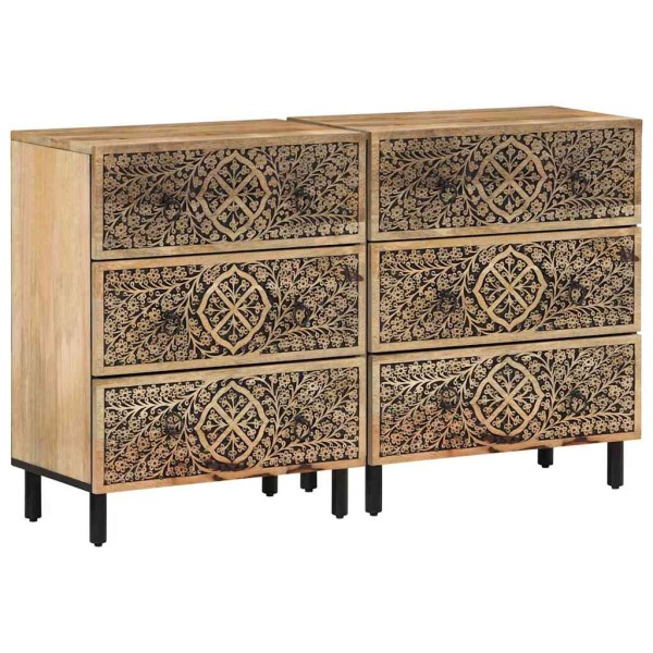 Side cabinets, 2 pcs., 60x33x75cm, solid mango wood