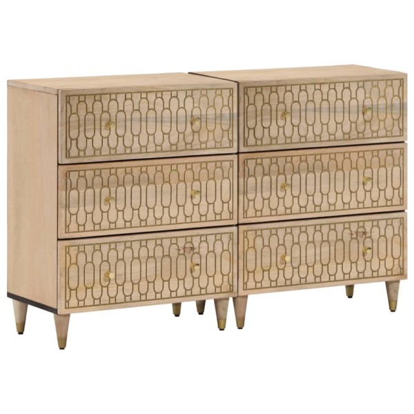 Side cabinets, 2 pcs., 60x33x75cm, solid mango wood