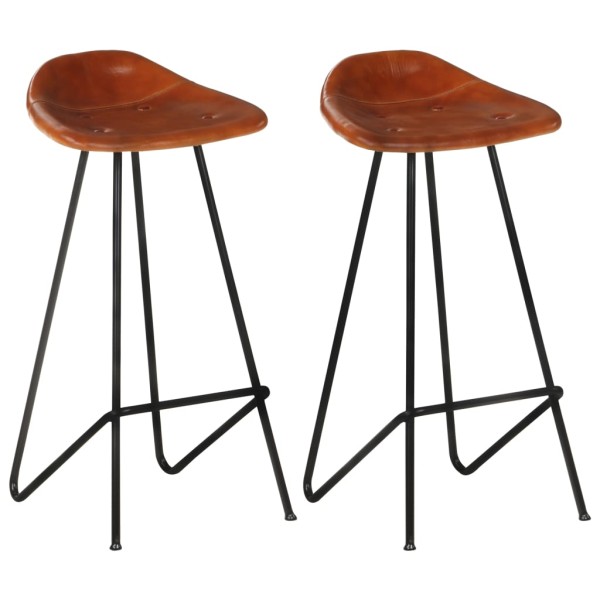 Bar stools, 2 pcs., brown color, genuine leather