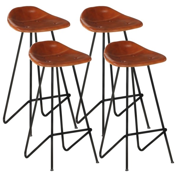 Bar stools, 4 pcs., brown color, genuine leather