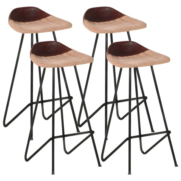 Bar stools, 4 pcs., brown color, genuine leather