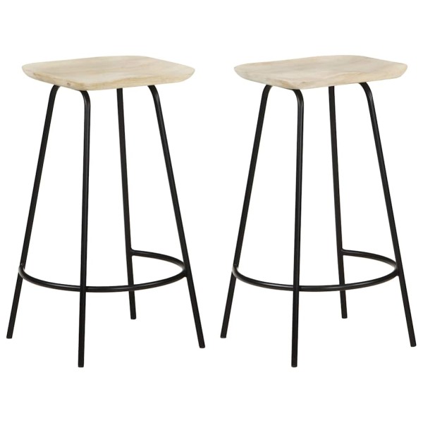 Bar stools, 2 pcs., solid mango wood