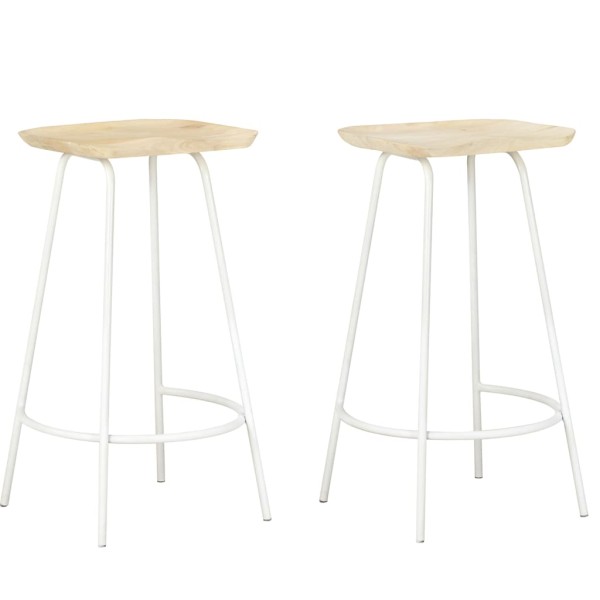 Bar stools, 2 pcs., solid mango wood