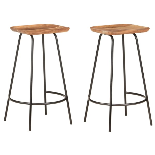 Bar stools, 2 pcs., solid acacia wood