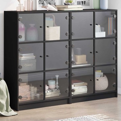 Bookcase with doors, black,...