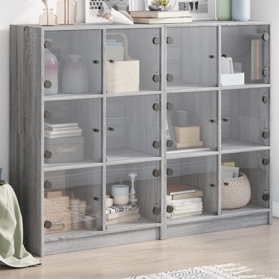 Bookcase with doors, gray...