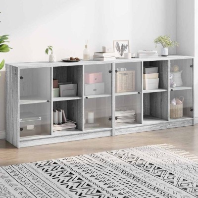 Bookcase with doors, gray...