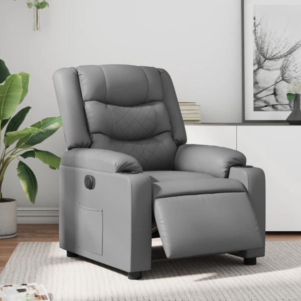 Electric reclining chair, gray color, artificial leather