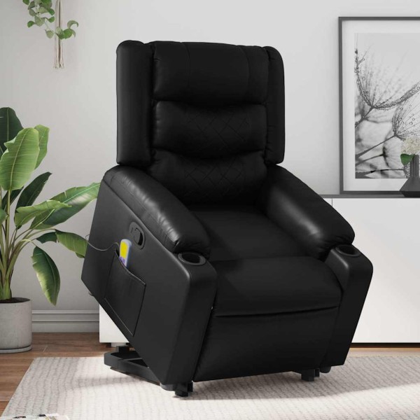 Standing massage chair, black, artificial leather