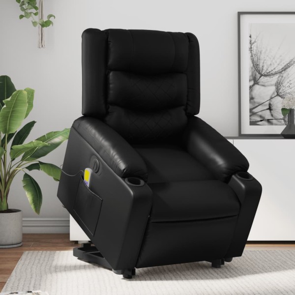 Standing massage chair, black, artificial leather
