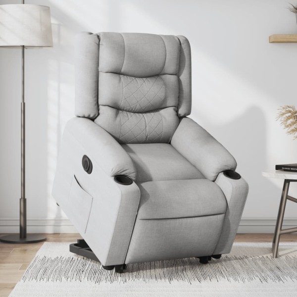 Stand-up reclining chair, light gray, fabric