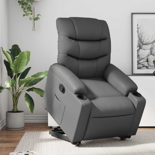 Standing reclining chair, gray color, artificial leather