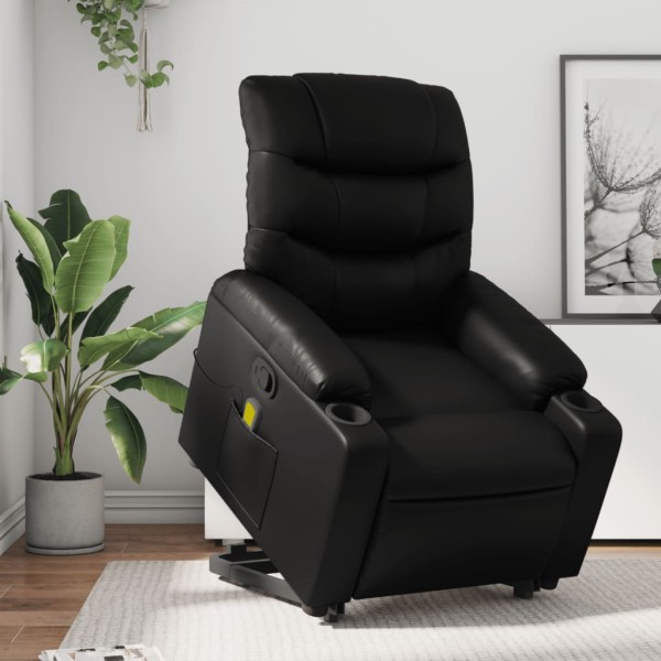 Standing massage chair, black, artificial leather