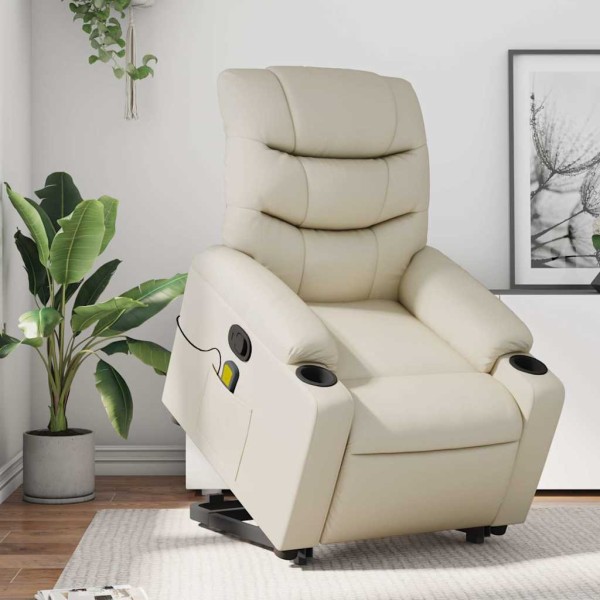 Standing massage chair, cream, artificial leather