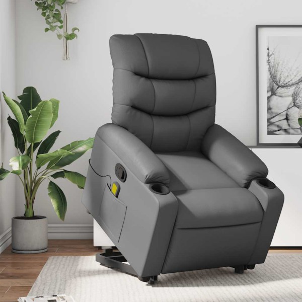 Standing massage chair, gray, artificial leather