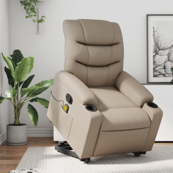 Standing massage chair, cappuccino, artificial leather