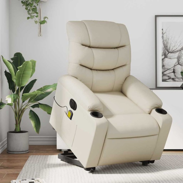 Standing massage chair, cream, artificial leather