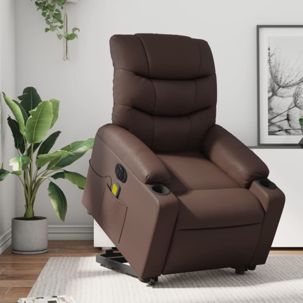 Standing massage chair, brown, artificial leather