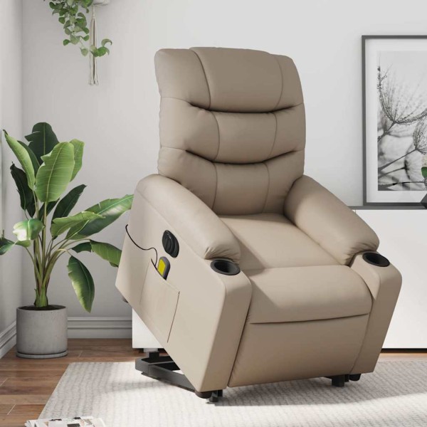 Standing massage chair, cappuccino, artificial leather