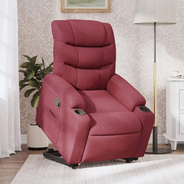 Stand up recliner, wine red, fabric