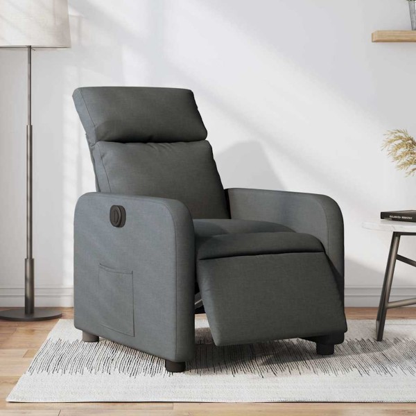 Electric reclining chair, dark gray, fabric