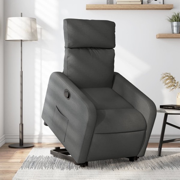 Stand up reclining chair, dark grey, fabric