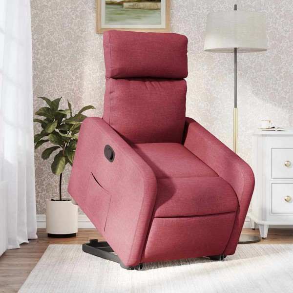 Stand up recliner, wine red, fabric