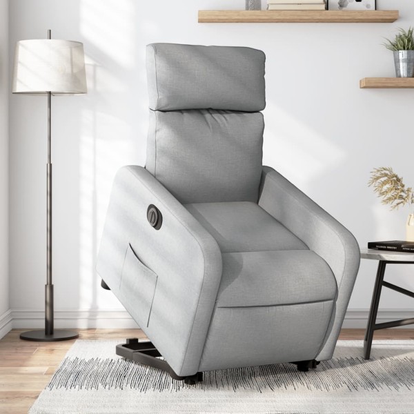 Stand-up reclining chair, light gray, fabric